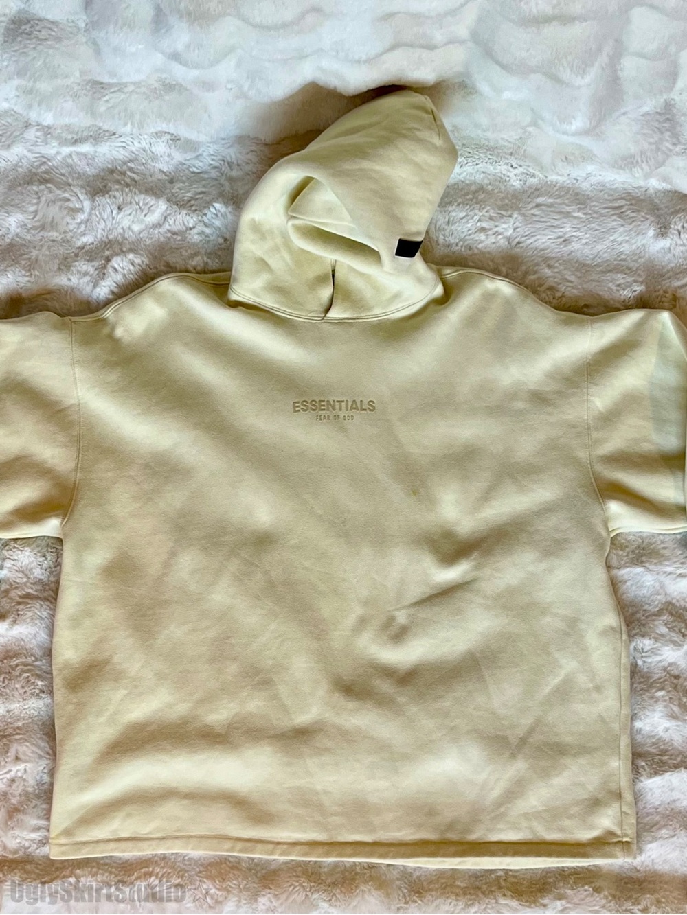 Fear of God Essentials Pullover Hoodie Yellow Pale Lemon Oversized Sweatshirt L